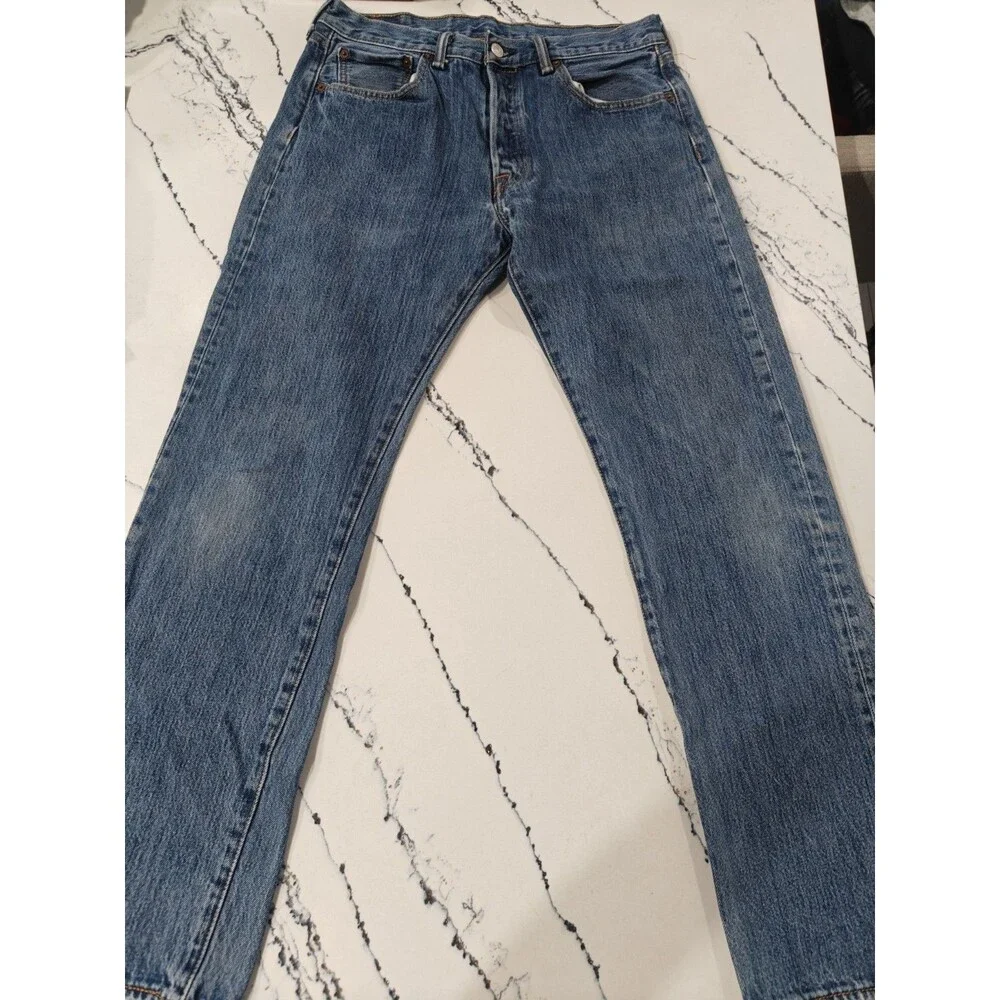 Levis 501xx Jeans Mens 33x32 Fits 32x29 Blue Straight Button Fly Denim Pants Y2K